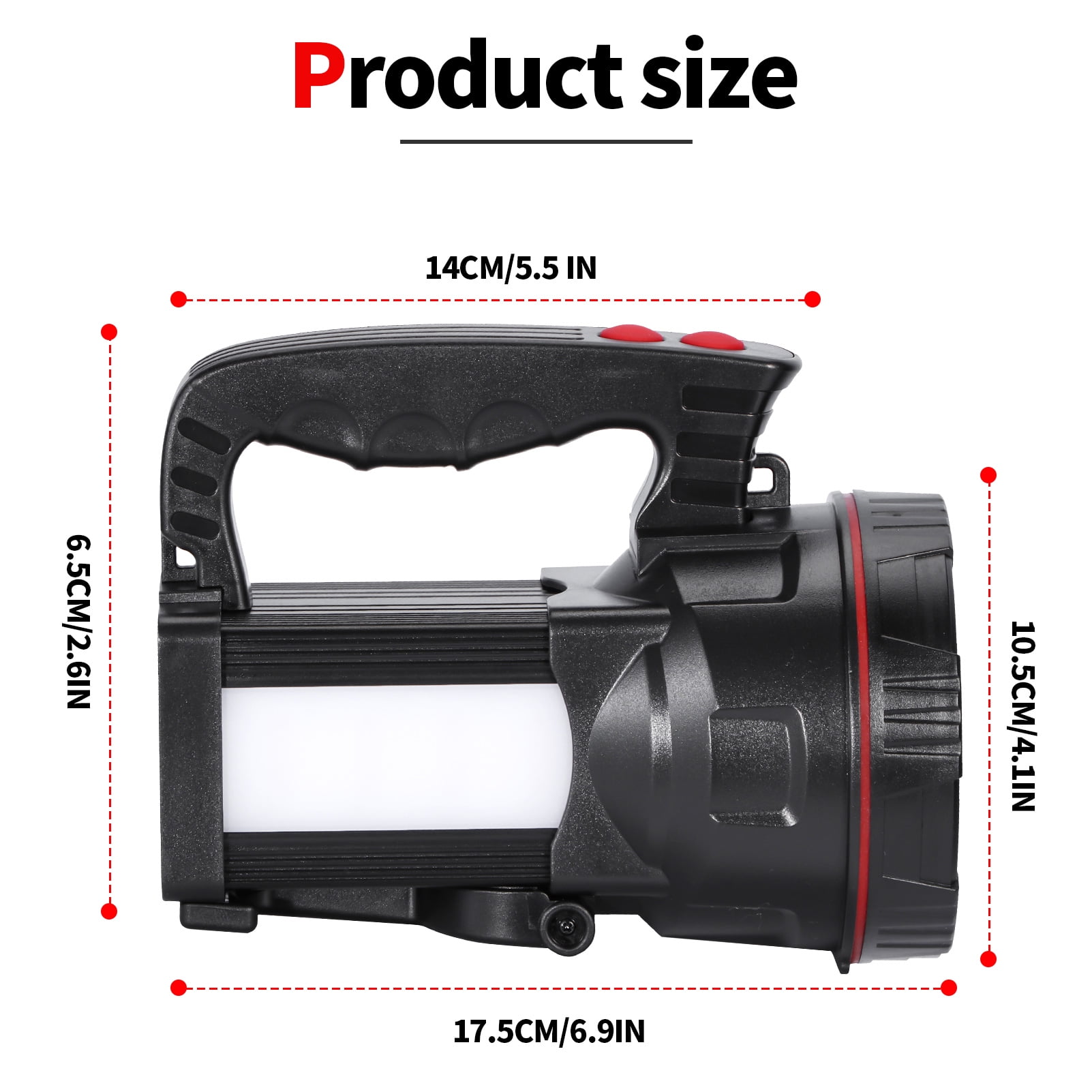 Hunting Friends Super Bright LED Rechargeable Handheld Spotlight High Powered Tactical Waterproof Flashlight with Side Light and USB Power Bank