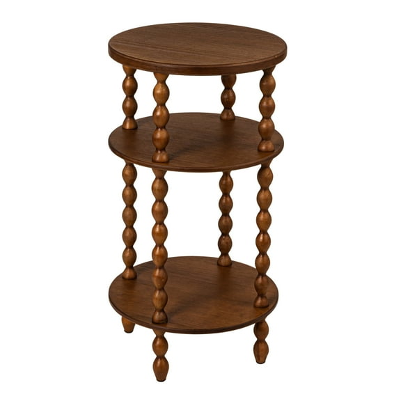 Creative Co-Op Bobbin Leg Round Wood Accent Table, Walnut