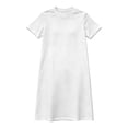 thumbnail image 4 of Women's Crew Neck T-Shirt Dress, Short Sleeve Relaxed Fit Straight Cut Mini Dress, Basic Casual Slimming Dress for Everyday Wear, Spring and Summer Outfits White M, 4 of 4