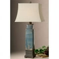 thumbnail image 2 of Uttermost Soprana Linen Steel Ceramic Table Lamp in Distressed Blue Glaze/Bronze, 2 of 3