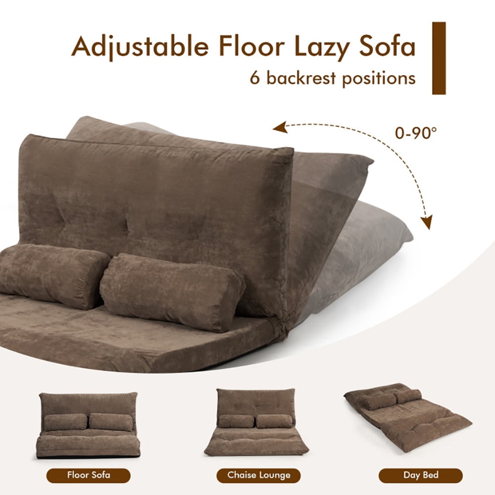 Finihen 6-Position Adjustable Floor Sofa Couch, Foldable Lazy Sofa Sleeper Bed, Multi-Functional Loveseat, Sleeper Lounge Couch with 2 Pillows, for Reading, Gaming, Coffee Finihen 6-Position Adjustable Floor Sofa Couch, Foldable Lazy Sofa Sleeper Bed, Multi-Functional Loveseat, Sleeper Lounge Couch with 2 Pillows, for Reading, Gaming, Coffee