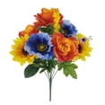 thumbnail image 4 of Mainstays 22in Outdoor Artificial Cemetery Floral Bouquet, Rose and Poppy, Orange and Blue Colors., 4 of 8