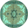 thumbnail image 1 of Ahgly Company Machine Washable Indoor Round Medallion Turquoise Blue Traditional Area Rugs, 4' Round, 1 of 4