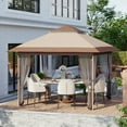 thumbnail image 4 of Luku Pop Up Gazebo, 12X12 Outdoor Canopy Tent with Mosquito Netting, Pop Up Canopy Tent with Curtains/Adjustable Height/Wheeled Carrying Bag for Patio Garden Backyard Lawn, 4 of 9