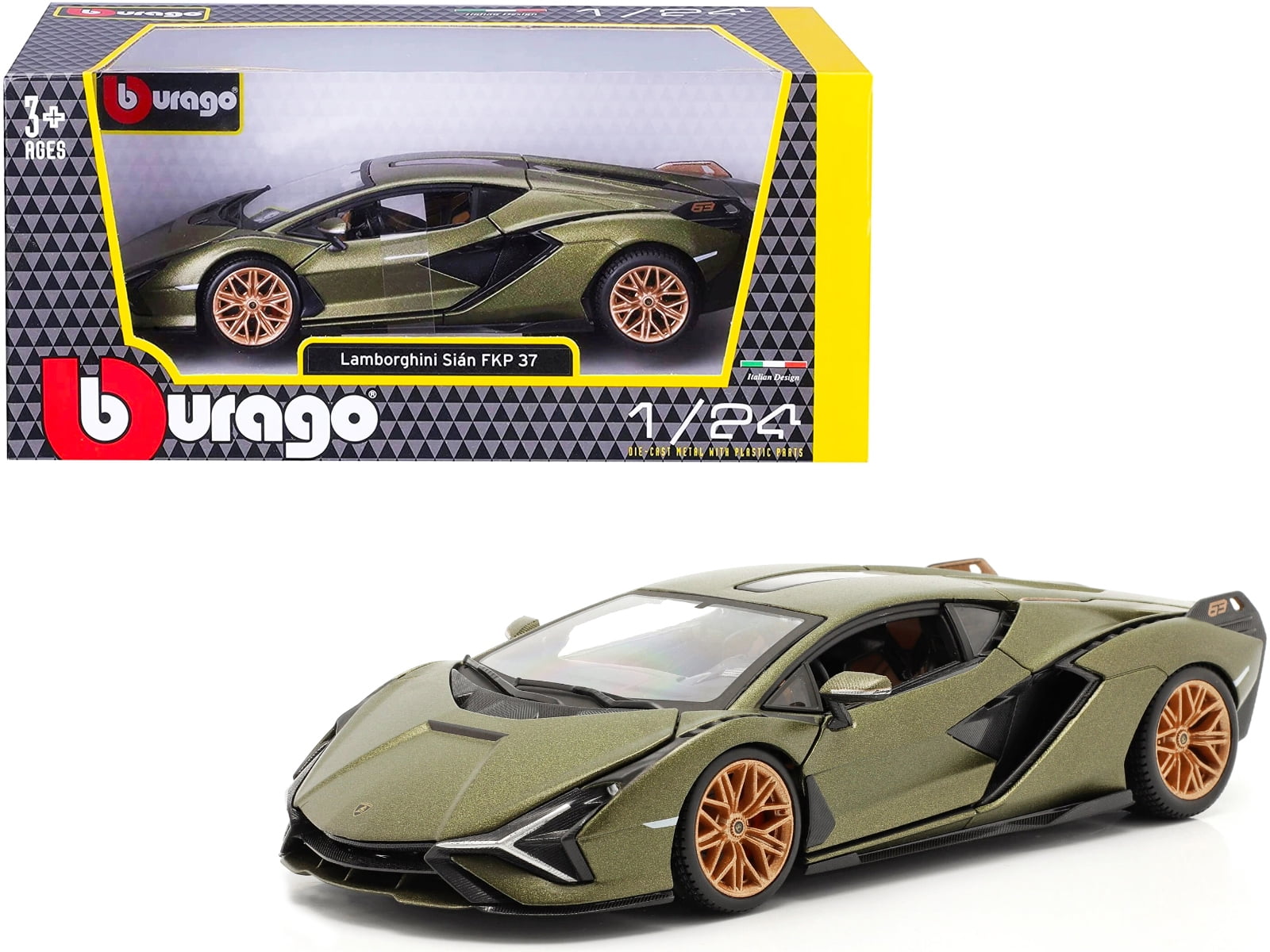 Lamborghini Sian FKP 37 #63 Yellow Metallic and Black 1/18
