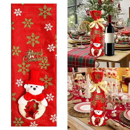 

Mackneog Christmas Wine Bottle Sets Christmas Ornaments Red Wine Bags Hotel Restaurant Holiday Dress Up Party Supplies，Gift on Clearance