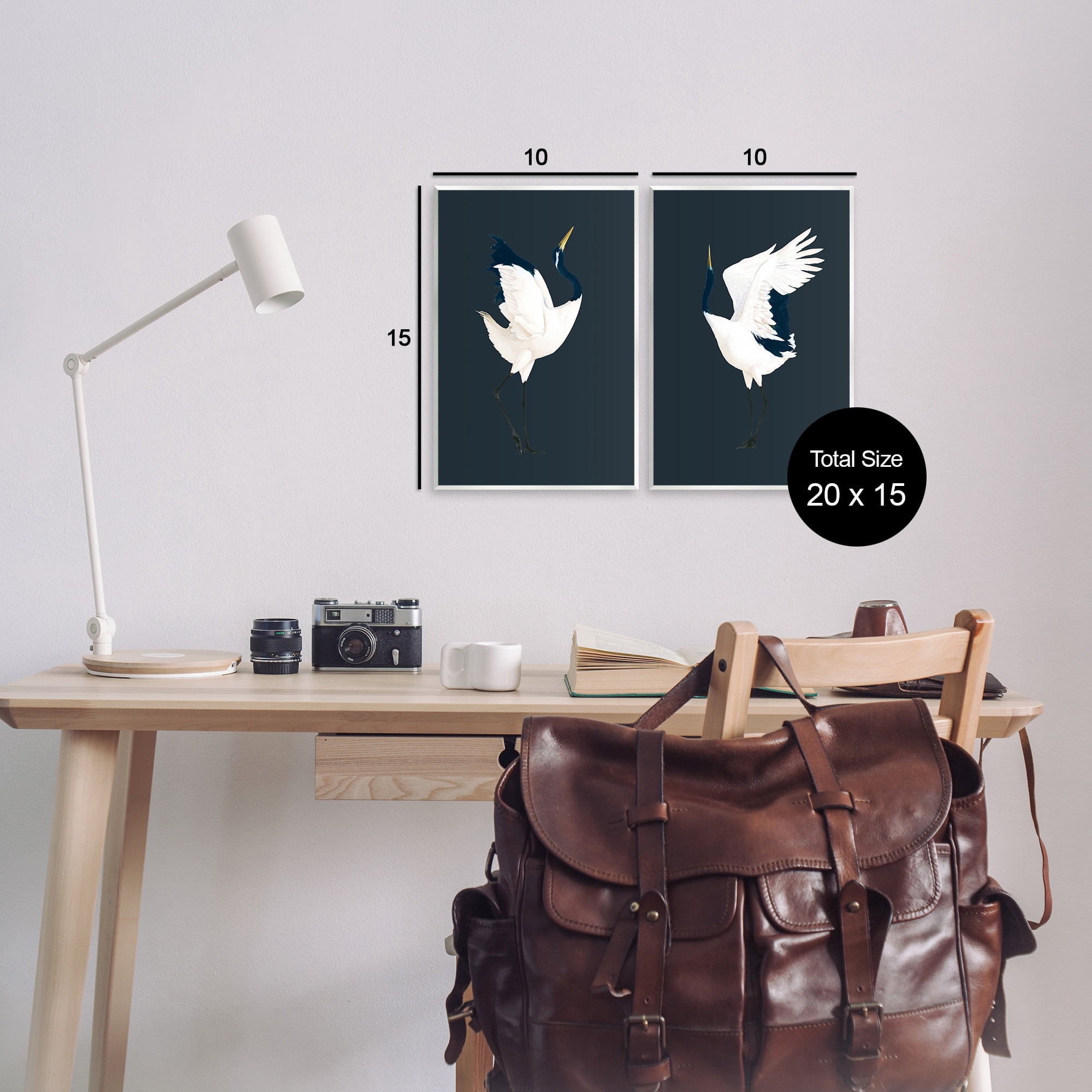 Stupell Industries Traditional Cranes Dance Animals & Insects Painting Unframed Art Print Wall Art, 10 x 15, Set of 2