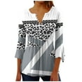 thumbnail image 1 of Blusas de Algodón para las Mujeres Impresas 3/4 Mangas V-Cuello Camiseta, Blusa de Algodón de Imitación Casual para las Mujeres, 1 of 5