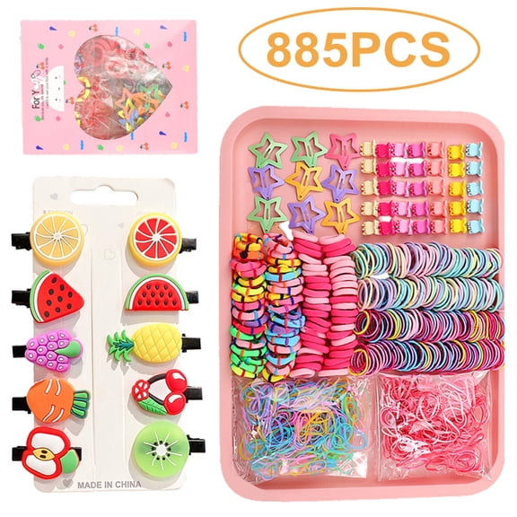 Girls Hair Accessories Mega Set – 885 Pieces of Clips, Bands & Scrunchies for Toddlers, Kids & Teens