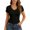 Z-Black147, variant on Women's Shirts Lace Trim Short Sleeve Solid Color Summer Slim Fit Cropped Casual With Elegant Neckline Female Classic Tops