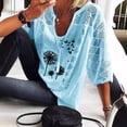 thumbnail image 4 of Blusa de siete mangas con escote en U y costuras con estampado de encaje europeo y americano de Loose desire, 4 of 5