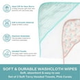 thumbnail image 2 of Spasilk Hooded Towel Set for Babies, Soft Terry Towel Set, Muslin Printed Hood, Pack of 2, Pink Corals, 2 of 7