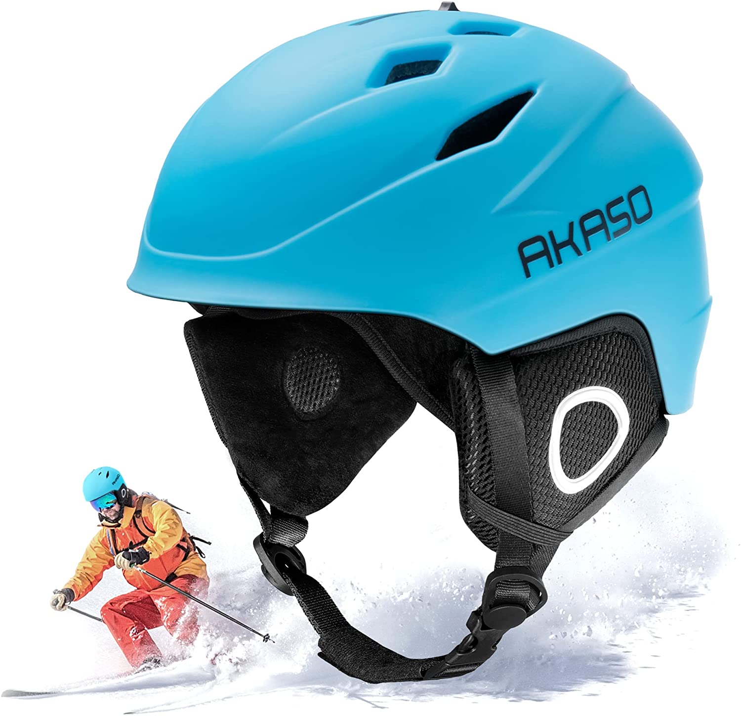 AKASO Ski Helmet for Men and Women, Snowboard Helmet, Snow Sport Helmet,  Goggles Compatible, Ski Helmet for Youth Blue-M - Walmart.com