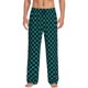 thumbnail image 1 of Balery Black And Teal Checkerboard Pantalones de pijama para hombre, pijama ultraligero, pantalón de descanso-Small, 1 of 6