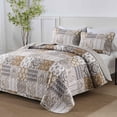 thumbnail image 3 of Juego de edredón WONGS BEDDING, color marrón, tamaño queen, patchwork a cuadros, 3 of 8