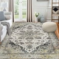thumbnail image 1 of Twister.CK Machine Washable Area Rug, 5' x 7' Floral Carpet, for Bedroom, Living Room, Nursery, Gray, 1 of 7