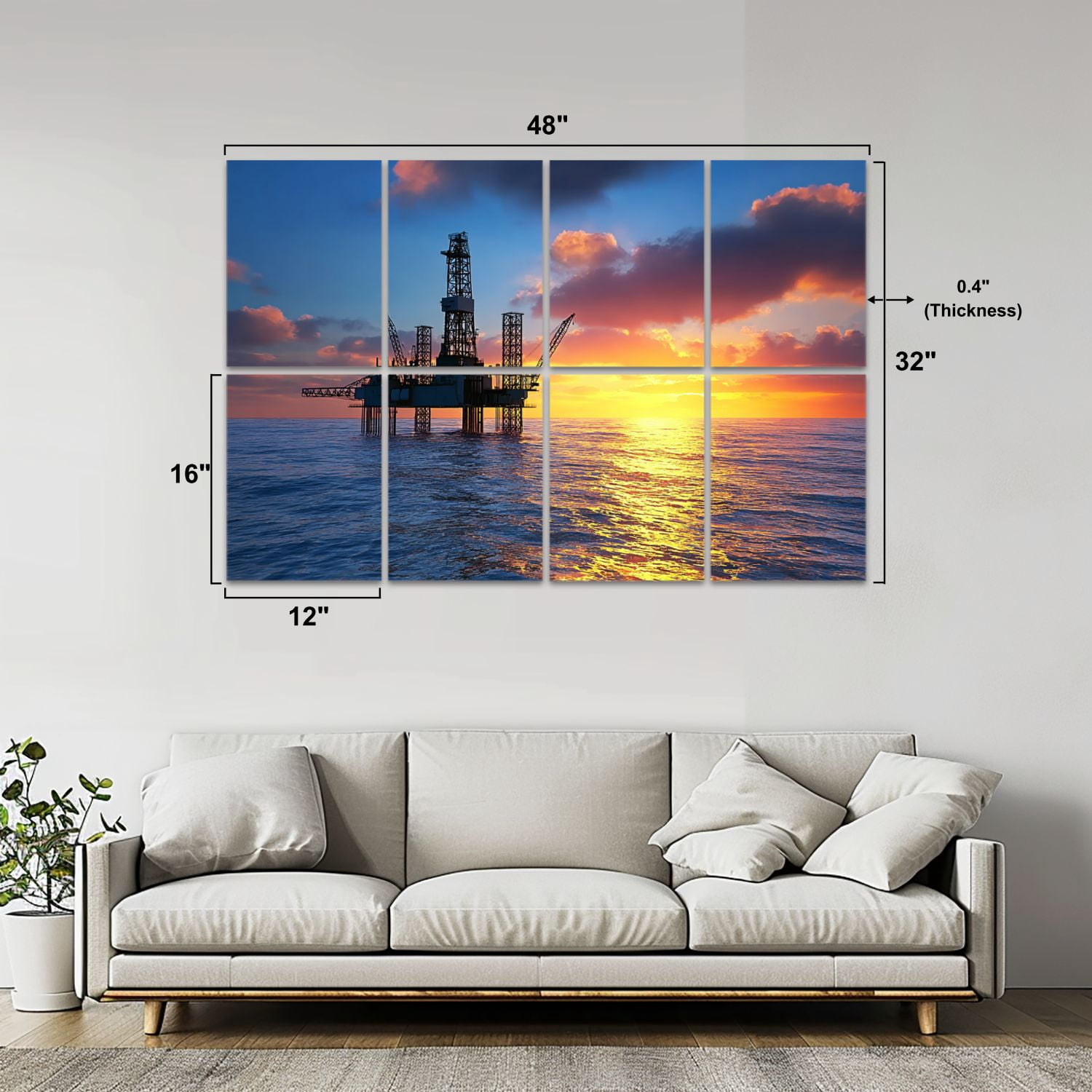 8 Pack Art Acoustic Panels Sound Absorbing Oil platform sea Decorative Soundproof Wall Panels Self Adhesive for Nursery Game Room Bedroom 48"x32"