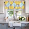 thumbnail image 2 of Blue Yellow Flowers Window Valance Curtain Plant Leaf Rod Pocket Short Curtain for Living Room, Bedroom & Kitchen Window Decor 60x18in, 2 of 8