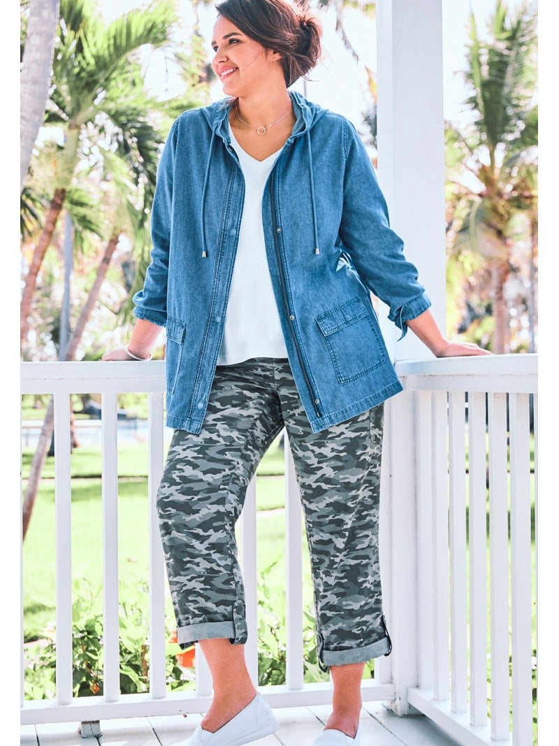 Woman Within Lightweight Spring Hooded Jacket for Plus Size Women