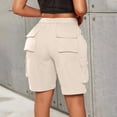 thumbnail image 7 of yillto Women's Cargo Shorts with 6 Pockets Elastic Waist Knee Length Long Hiking Summer Baggy Casual Shorts, 7 of 7