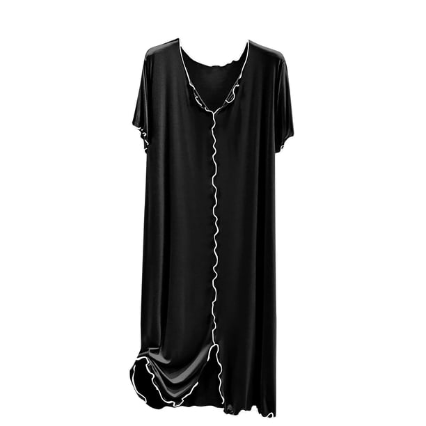 Vestidos de Verano de Mujer de Gran Tamaño Suelto Y Delgado Vestido de Manga Corta, Falda Larga de Tejido Estirable de Cuatro Vías para el Desgaste Casual, Diario Y de Primavera