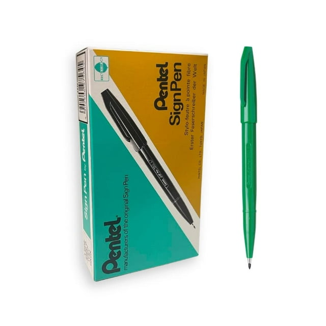 Pen Pentel S520-D Sign, color verde, 1 mm, 12 unidades