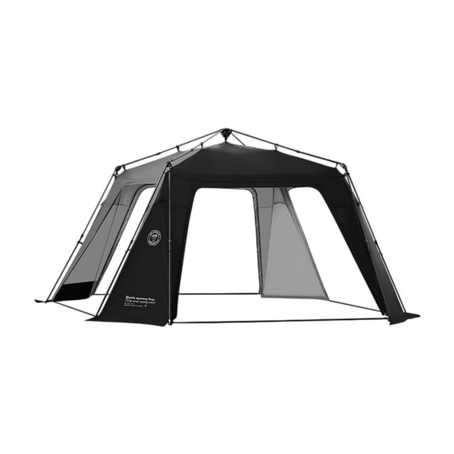Tienda de campaña automática, tienda familiar de 4 lados para mochilero, montañismo Negro