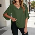 thumbnail image 6 of Kezqiaxn 3/4 Sleeve Tops for Women V-Neck Ruffled Casual Loose Shirts Summer Business Dressy Work Blouses, 6 of 8