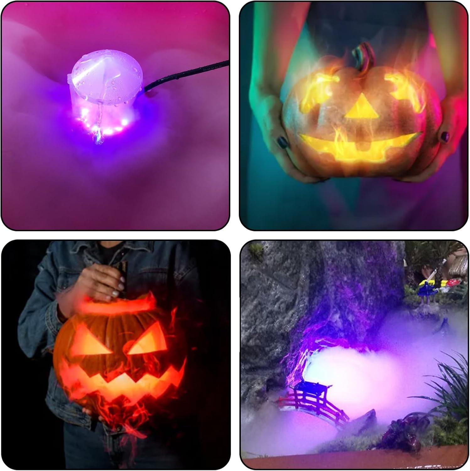 SONGAUN 24V Ultrasonic Mist Maker Fogger Halloween Witch Light with Power Adapter, 12 LED Mister Fogger, Ultrasonic Mist Maker Set, Mini Mist Maker,Mini Fog Atomizer, Pond Fog Atomizer (UK Plug)