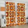 thumbnail image 4 of Vintage 70s Blackout Curtains,Modern Retro Geometric 70s Minimalist Rustic Boho Print Rod Pocket Window Treatments Drapes for Bedroom Living Room Kitchen 84" W X 84" L, 4 of 6