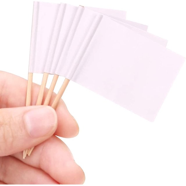 Banderas blancas BRILLAR para palillos de dientes 200 piezas para bodas y fiestas