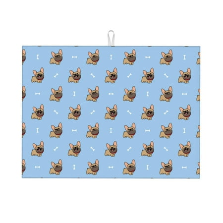 

Cauagu Dish Drying Mat 24*18 inch Absorbent Dish Drainer Kitchen Counter Dish Drying Pad for Countertops Sinks Draining Racks( Brown French Bulldog)