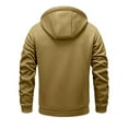 thumbnail image 3 of bbymog Mens Jacket Winter Warm Solid Color Hooded Coat Casual Long Sleeve Zip Up Outerwear Plus Size Clothing with Pocket Khaki S, 3 of 3