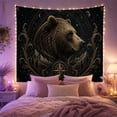 thumbnail image 2 of Grizzly Bear Under Celestial Moons, Mystical Fantasy Wildlife Art for Nature Lovers, Forest Wall Decor Birthday Gift Tapestry Wall Hanging for Bedroom and Living Room, 2 of 7
