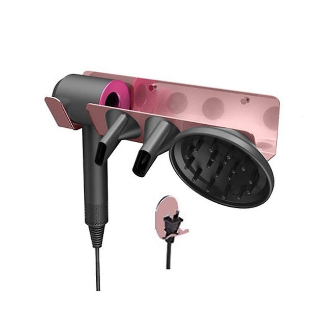 Soporte para secador de pelo, montaje en pared, soporte para secador de pelo de oro rosa, soporte organizador para secador de pelo Dyson supersónico