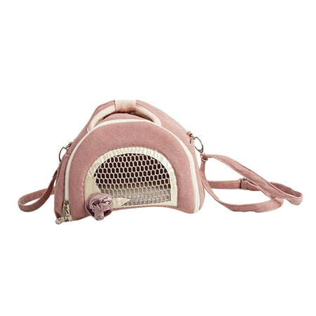 Fzaqwen Hamster Carrier Bag Chinchilla Outgoing Carrier Cage Shoulder Bag Habitat Guinea Pink