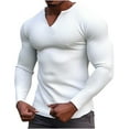 thumbnail image 2 of Puntoco Mens Sweater V-neck Knit Sweaters Casual Waffle Pullover Sweater for Men White 10(XL), 2 of 6