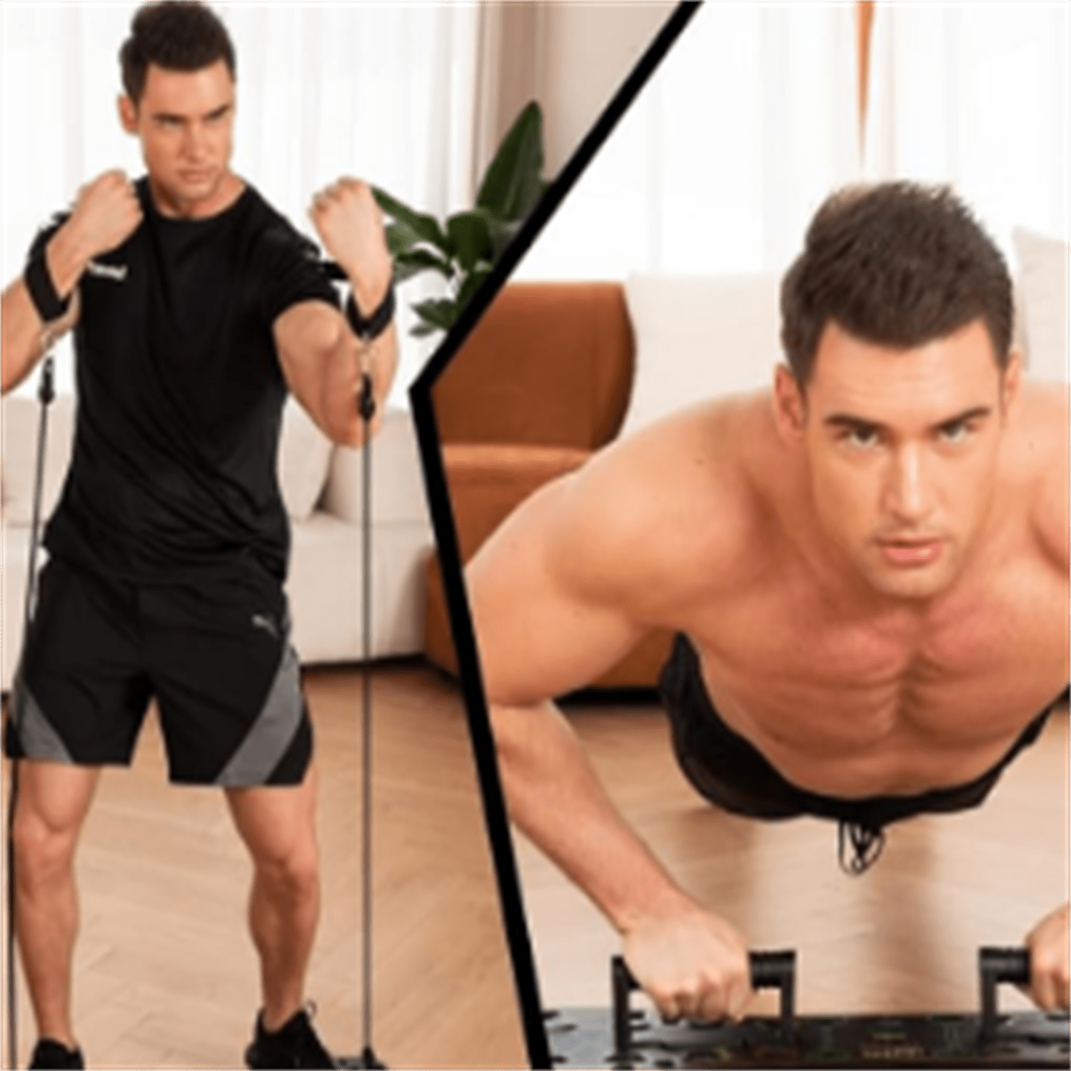 Push Up Board,36 in 1 Home Gym Equipment with Ab Roller Wheel & Resistance Bands, Portable Foldable Workout Board for Full Body Strength Training Men Women
