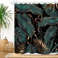 thumbnail image 1 of ZXMBF Cortina de ducha con hojas de palma tropicales, color verde dorado, hoja de plátano abstracta, planta botánica moderna, naturaleza estética, decoración de baño verde esmeralda, tela impermeable, 1 of 5