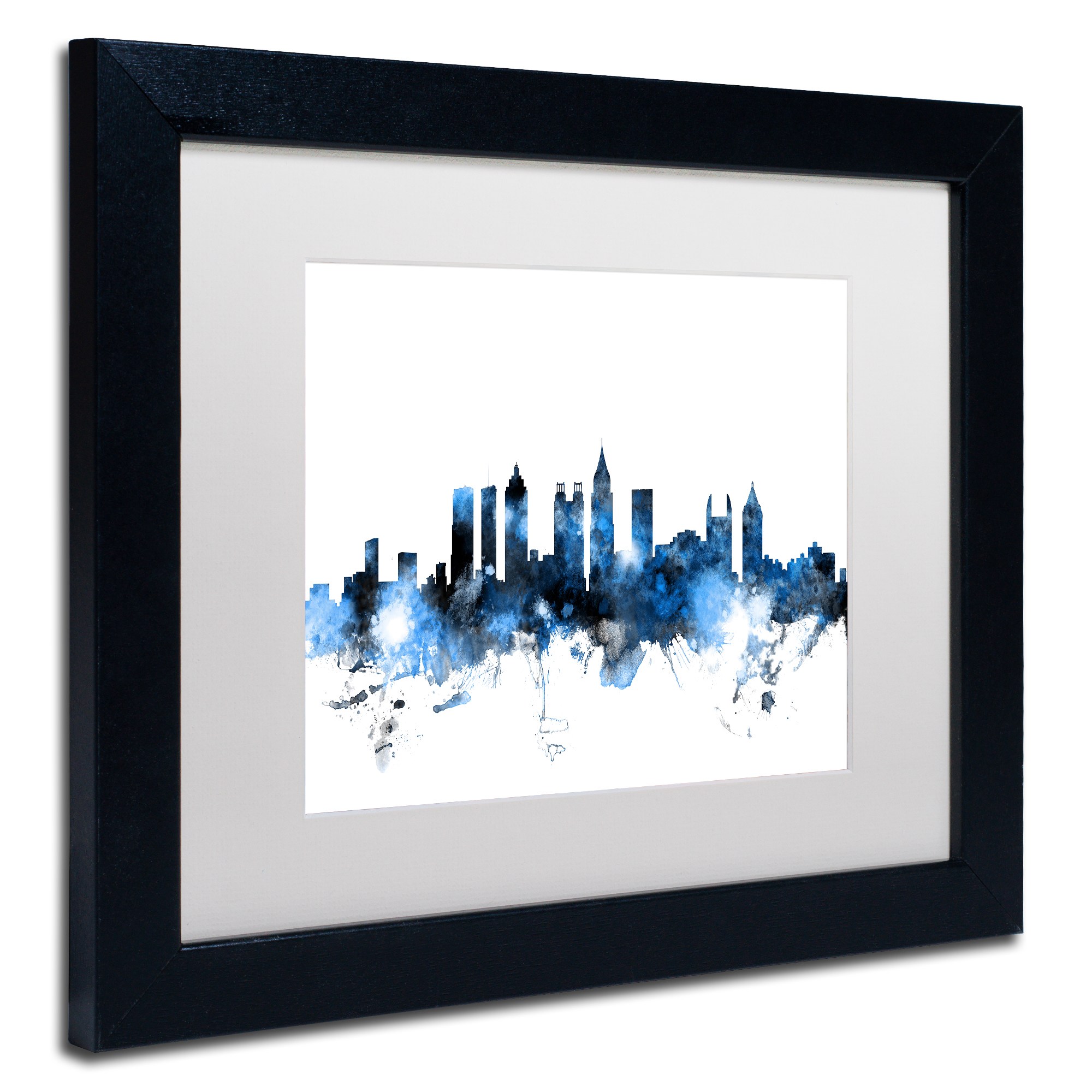 Trademark Fine Art "Atlanta Georgia Skyline White" Canvas Art by Michael Tompsett, White Matte, Black Frame