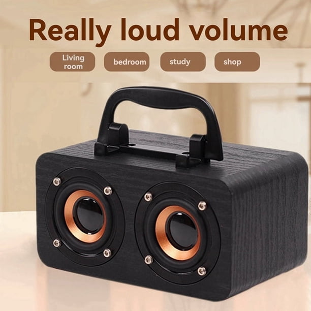 Altavoz Portátil de Madera con Bluetooth 5.0 Estéreo de Doble Canal con Radio FM, Sonido de Alta Fidelidad, Tarjeta TF, Soporte AUX C