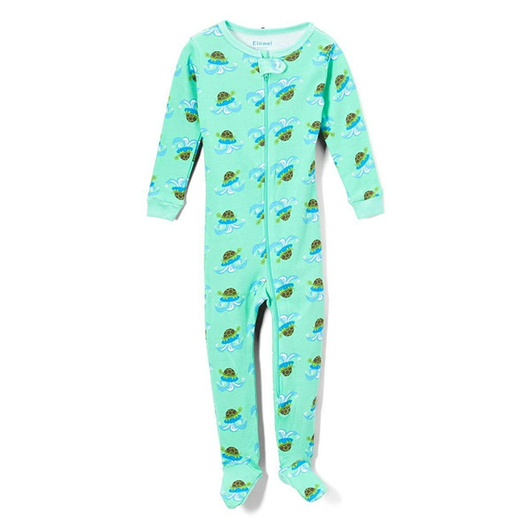 Elowel Baby Boys Footed Turtle Pajama Sleeper 100% Cotton Size 6-12 Months  Green