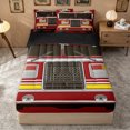 thumbnail image 2 of Erosebridal Red Fire Truck Zipper Twin Comforter Sets with Fitted Sheet and 2 Pillowcases for Boys Men, Cartoon Vehicle Theme Zipper Bedding Set, Black Reversible, 4 Pieces, 2 of 7