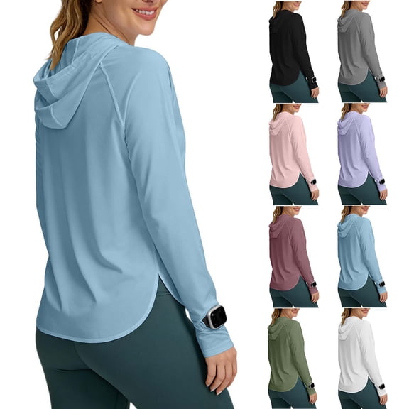 Aboser Womens UPF 50 Sun Protection Shirts for Outdoor Sports Hiking T Shirt Thin Long Sleeve Tops Casual Loose Fits Sun Shirts with Hood