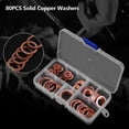 thumbnail image 4 of Peahefy 80pcs Solid Copper Sump Plug Assorted Washers Metal Kit Garage Engine Set with Box, Copper Washer Kit, Flat Ring Washers, 4 of 8