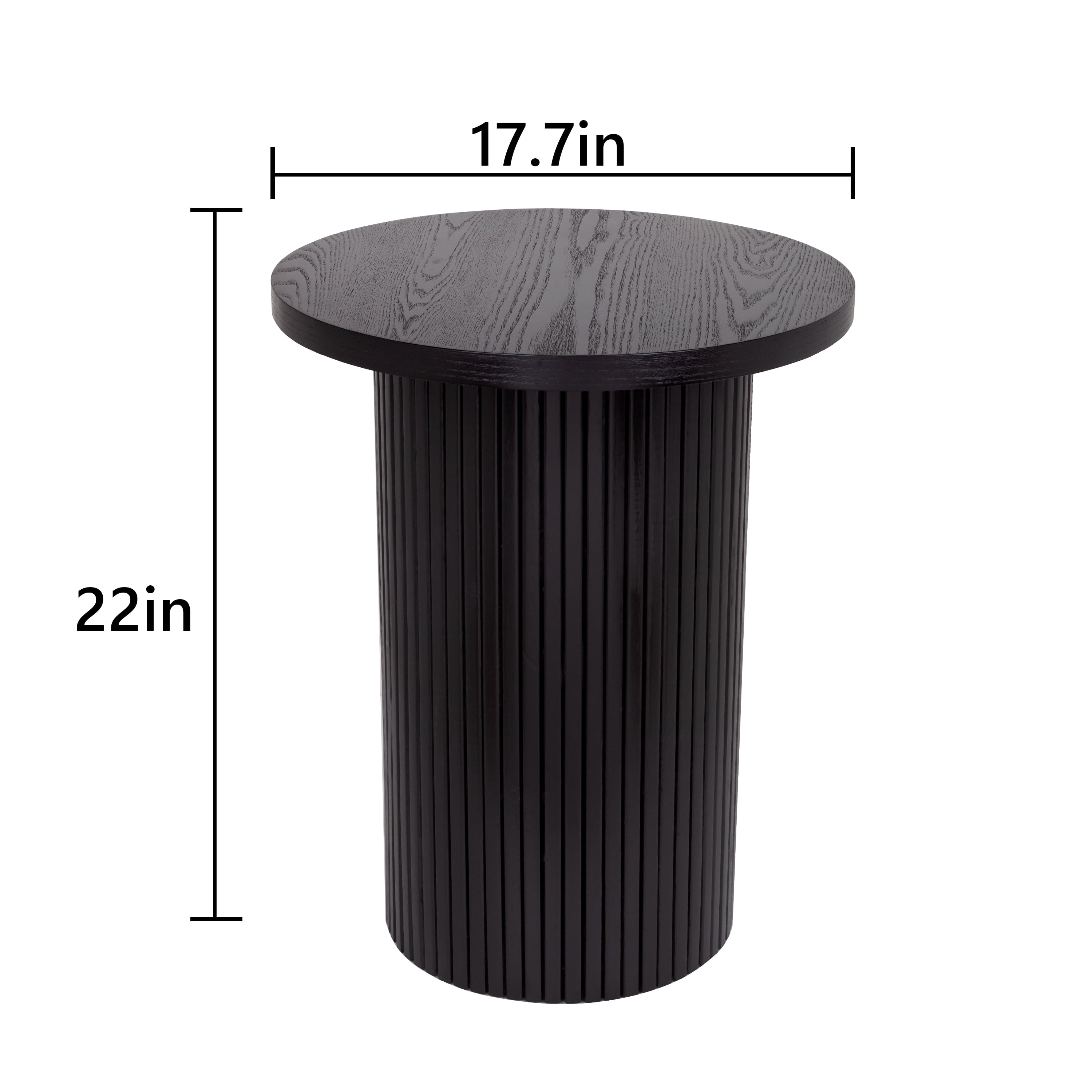SHYFOY Round Solid Wood End Table Black Pedestal Side Table Living Room Furniture Accent End Table,Full Assembled