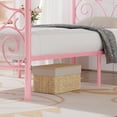 thumbnail image 6 of VECELO Metal Canopy Bed Frame Twin, Four Posters Platform Bed with Headboard and Footboard, No Box Spring Needed, Pink, 6 of 8