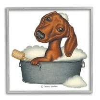 Stupell Industries Dachshund in Tin Tub Bubble Bath Country Pet, 12 x 12, Design by Danny Gordan