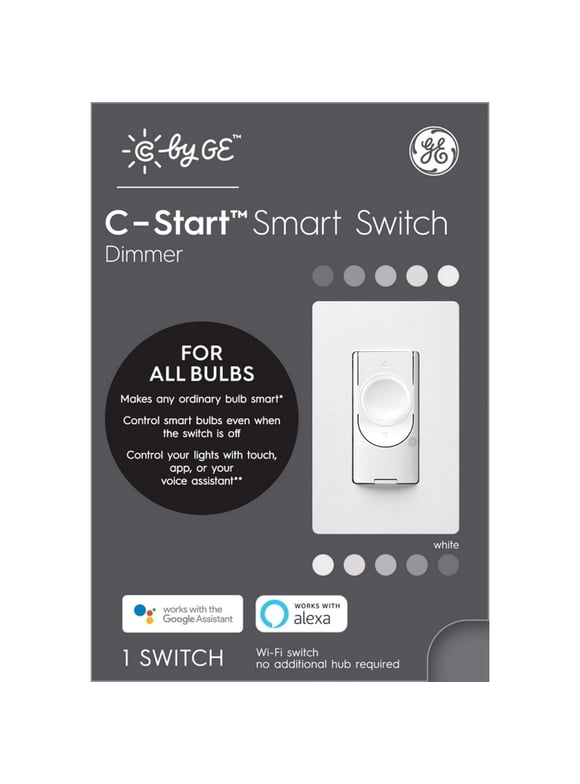 C by GE Single Pole or 3-way Smart Dimmer Switch White 1 pk