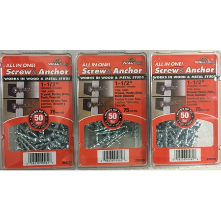 

Wall Dog 376239 1-1/2 in. Hi-Lo Chrome Pan-Head Phillips Anchor 75 Count (3 Pack)